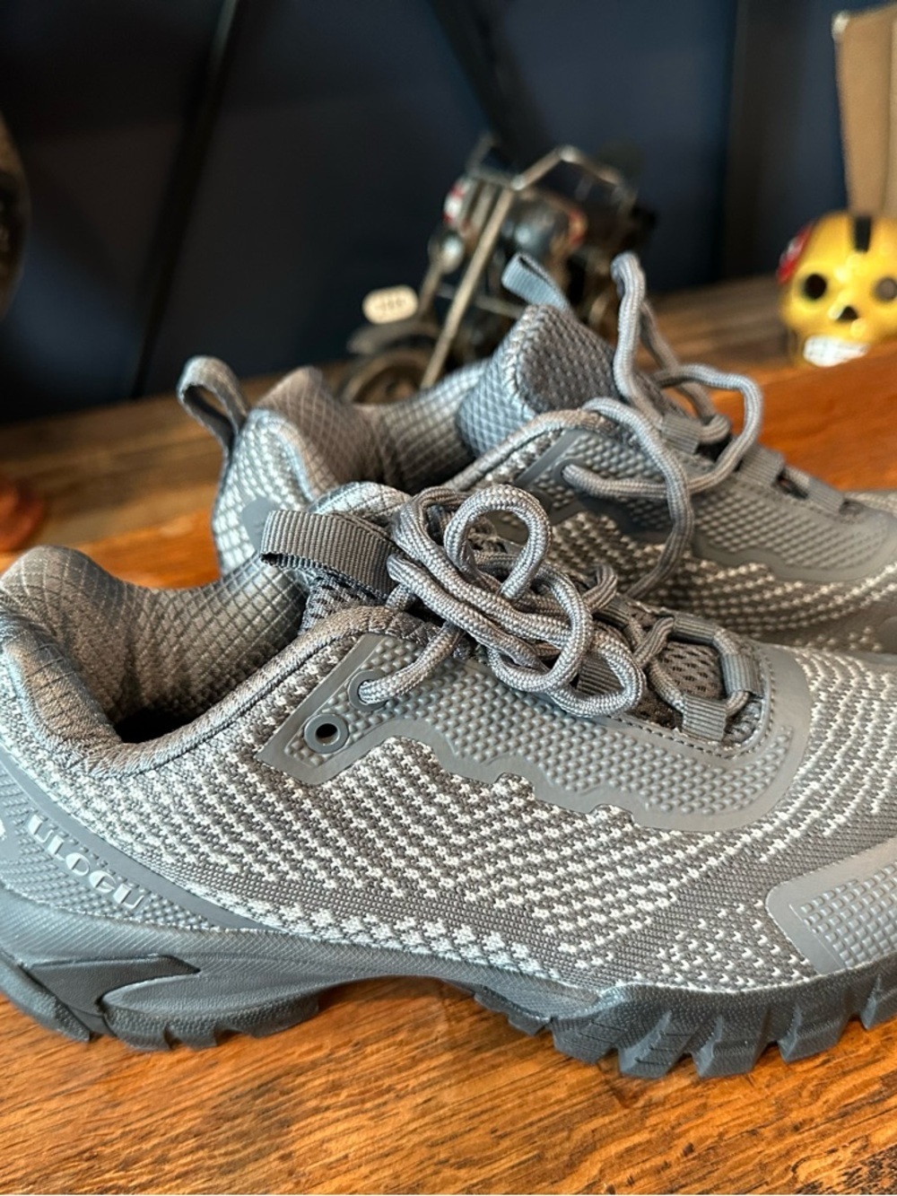 Woman's Knit Athletic Sneakers in Charcoal Gray - Picture 7 of 8